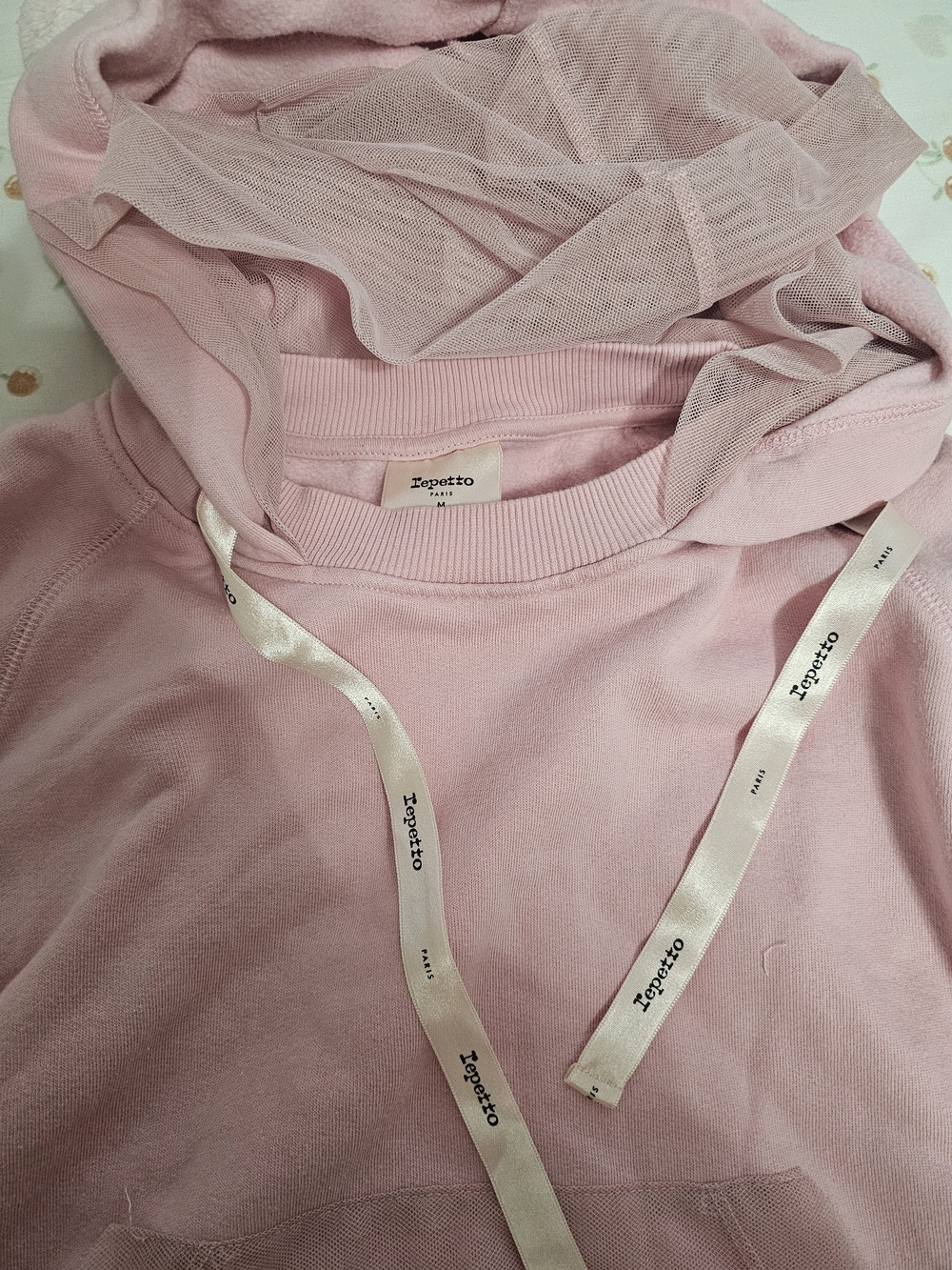 Repetto Soft Blush Pink Mesh-Trim Hoodie